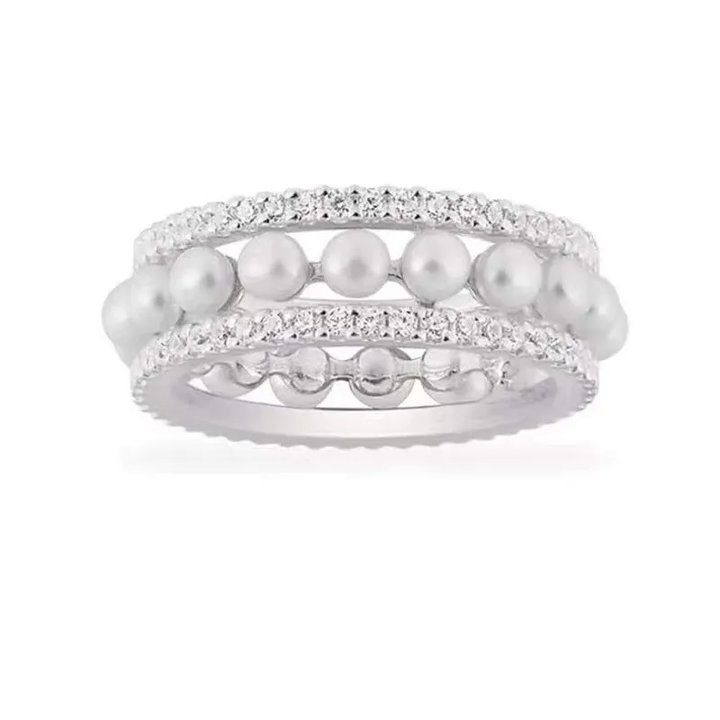 Mode français naturel perle anneau lumière luxe minorité conception sens avancé élégant anneau gracieux