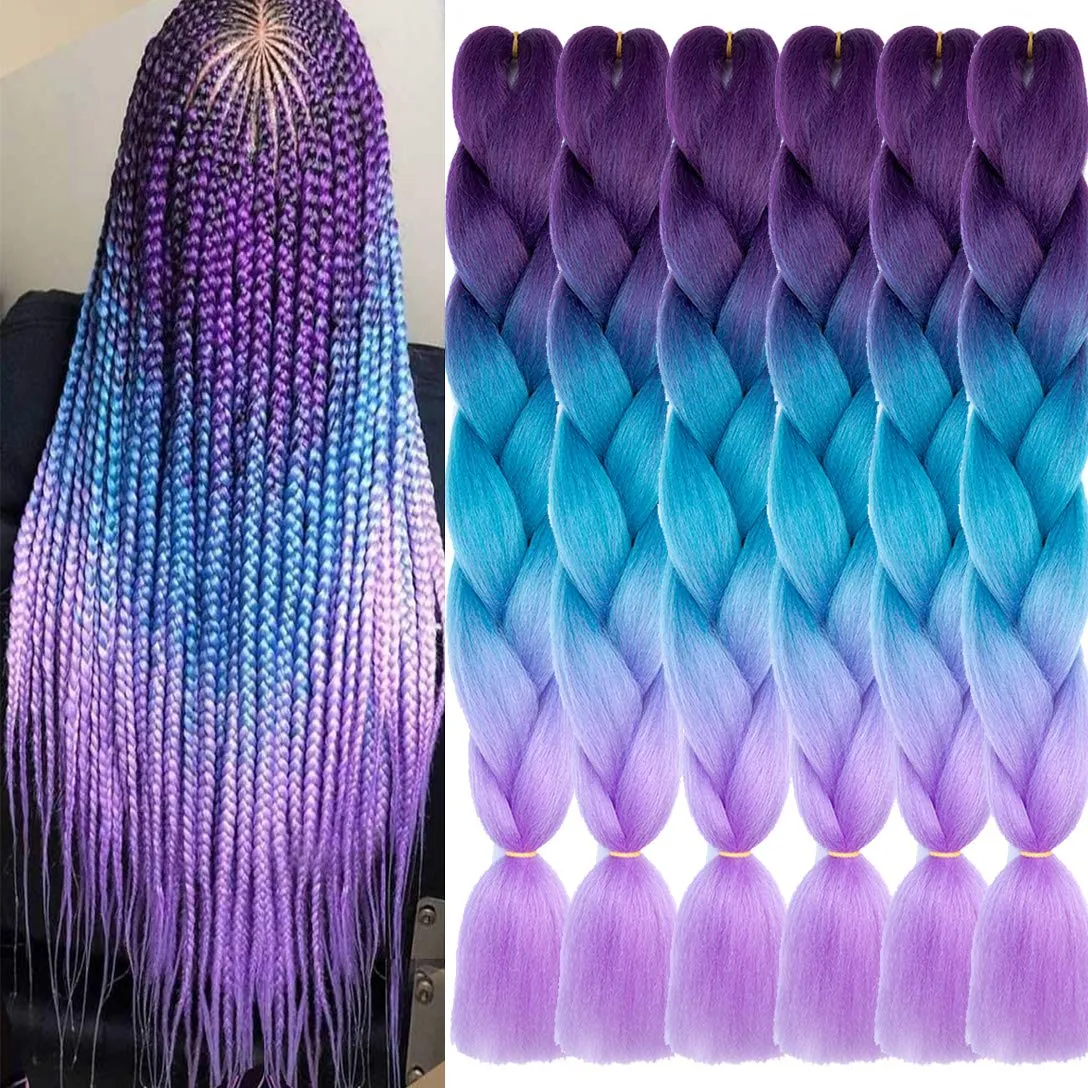 24 pollici jumbo intrecciare i capelli trecce lunghe africane per box crochet fibra ad alta temperatura estensioni in fibra sintetica 100 g / pz