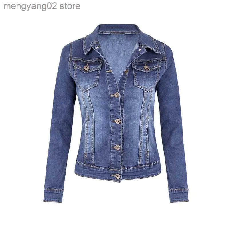 Damenjacken Kurze Jeansjacken Frauen Herbst Wash Langarm Vintage Casual Jean Jacke Bomber Denim Mantel Damenjacke Oberbekleidung T230724