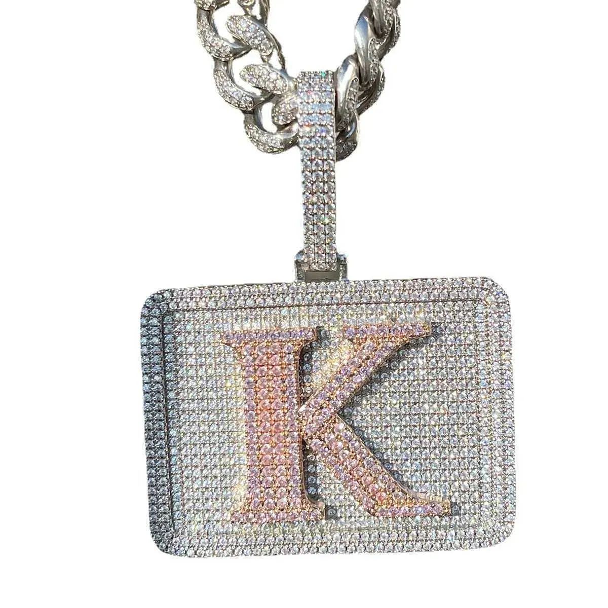 Pingente de letra Hip Hop personalizado com letra k incrustado em zircônio emendado colar masculino Hip Hop Ins