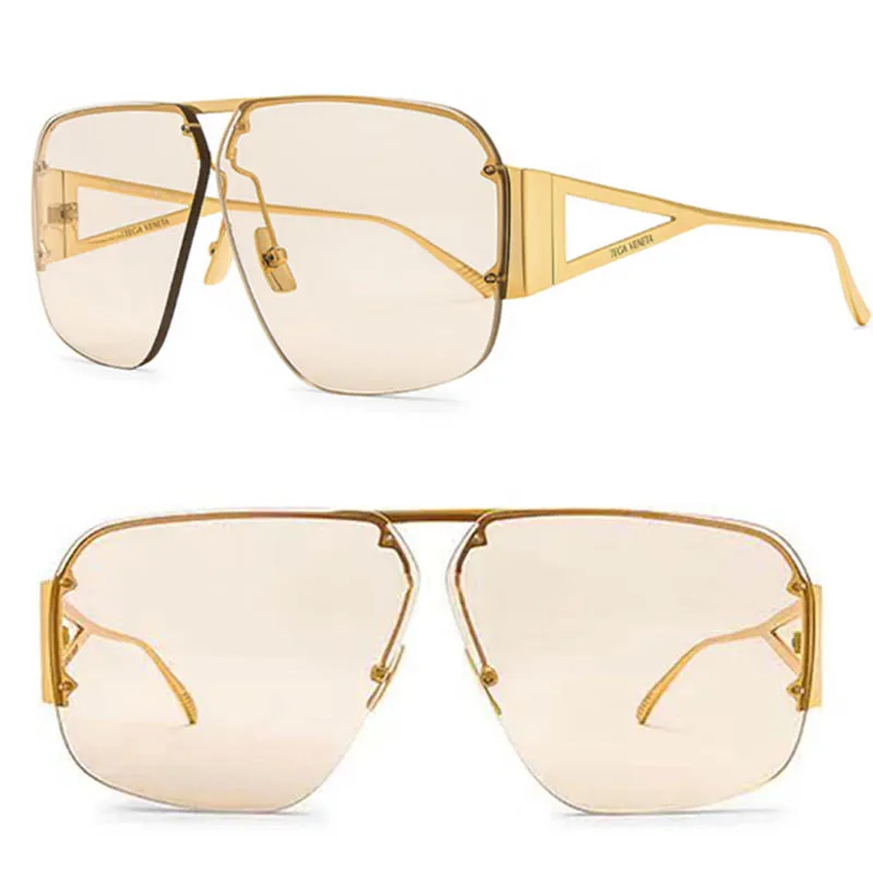 Occhiali da sole classici da aviatore Sunclasses da donna di design con montatura rettangolare in metallo, occhiali da sole da vista casual retrò, occhiali da golf da pesca con scatola originale