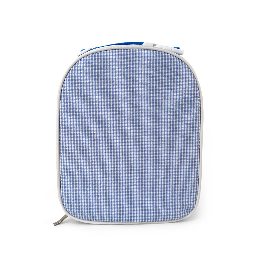 Blue Gingham Isothermic Bag 25pcs Lot GA Warehouse Check Seersucker Lunch Bag Cooler Bag with Handle Casserole Carrier DOMIL1061860