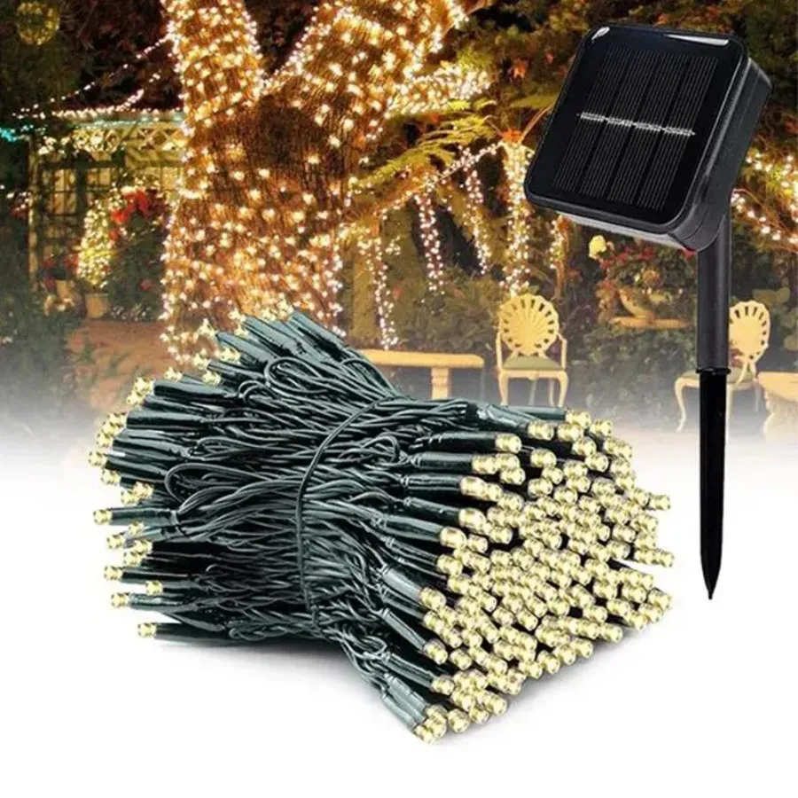 Solar String Light LED Fairy Light Garland Festoon Lights Outdoor Sunlight Powered Waterproof Lamps Christmas Garden Party Decor