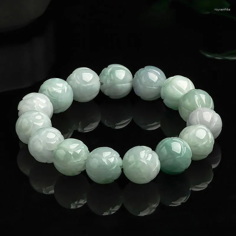 Bracelet Jade Naturel Lotus Corde À La Main Mode Hommes Et Femmes Bijoux Protection Coffre-fort Cadeau Né