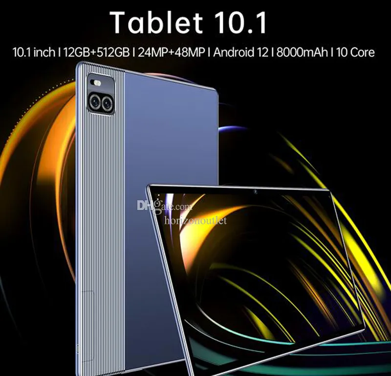 10.1インチ10コア12GB+256GB Android 12 Wifi Tablet PC 8000MAHバッテリーデュアルシムデュアルカメラBluetooth 4G 5Gスマート10.1インチコール電話タブレットギフトサポートTF SDカード