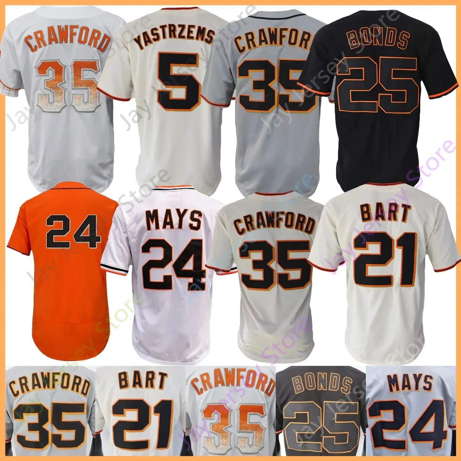 야구 저지 Joey Bart Logan Webb Brandon Crawford Joc Pederson Mike Yastrzemski Lamonte Wade Jr. Will Clark Willie Mays Barry Bonds Haniger Jackson Kapler