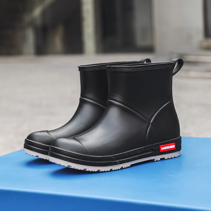 Scarpe Eleganti Stivali Da Pioggia Da Uomo Slip On Gomma Da Lavoro