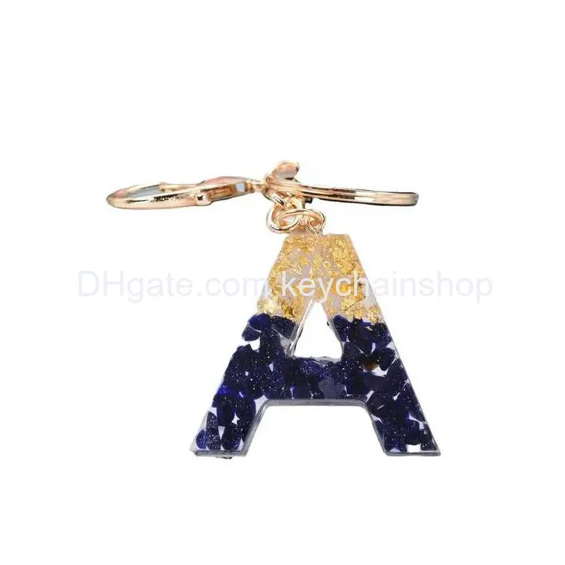 Porte-clés Personnalisé Résine Porte-clés Party Favor Alphabet Étincelant Sac De Voiture Pendentif Porte-clés Pour Les Femmes Drop Delivery Bijoux Dhuz2