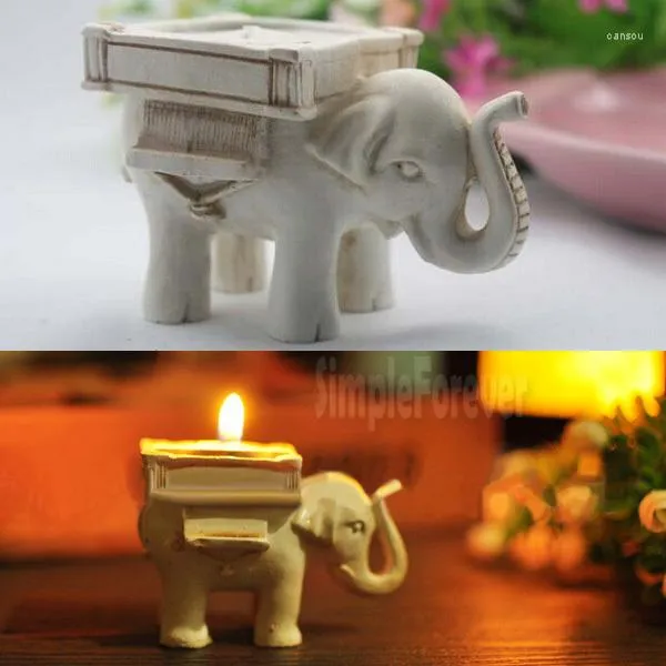 Party Favor 50pcs/lot Favour Resin "Lucky Elephant" Tea Light Candle Holder For Wedding Decoration Souvenirs
