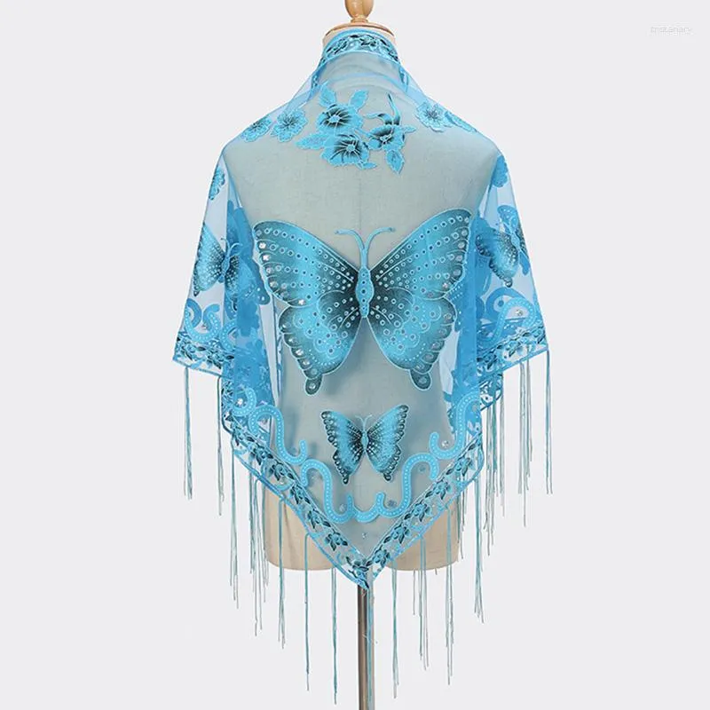 Foulards Sexy Gland Creux Triangulaire Dentelle Écharpe Papillon Imprimé Cape De Mariage Cape Femmes Été Long Soleil Serviette De Plage Crème Solaire Châle