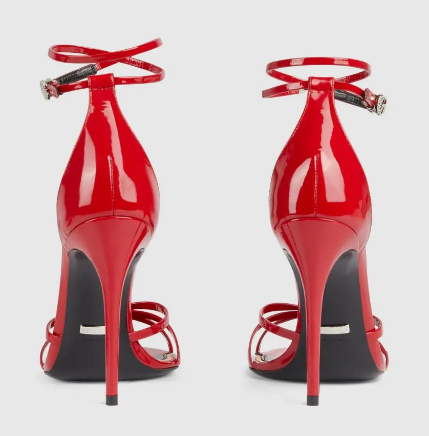 Red patent strappy heels sale