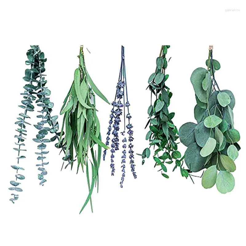 Dekorativa blommor naturliga färsk eukalyptus relax kropp och själ återanvändbara stjälkar dusch bunt konstgjorda blad
