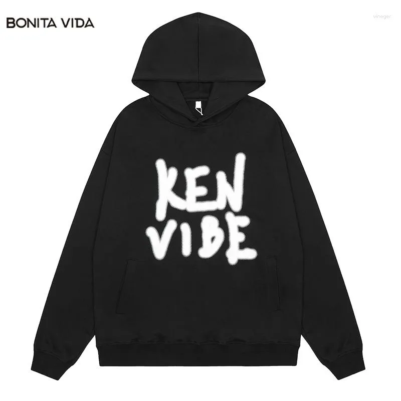 Men's Hoodies Letter Print Harajuku Unisex Oversized Hip Hop Casual Loose Pullover Graphic Y2K Men Hooded Sweatshirt