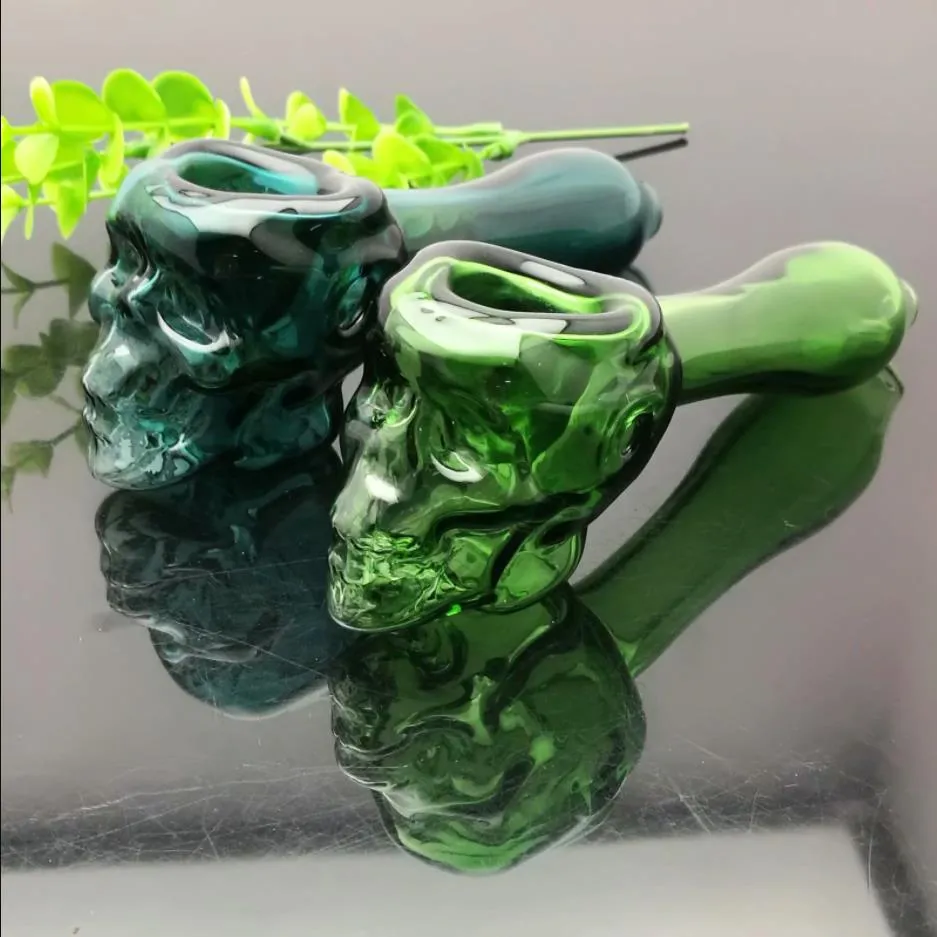Glaspfeifen Rauchen geblasener Wasserpfeifen Herstellung mundgeblasener Bongs Farbige, übergroße Geisterkopf-Glaspfeife