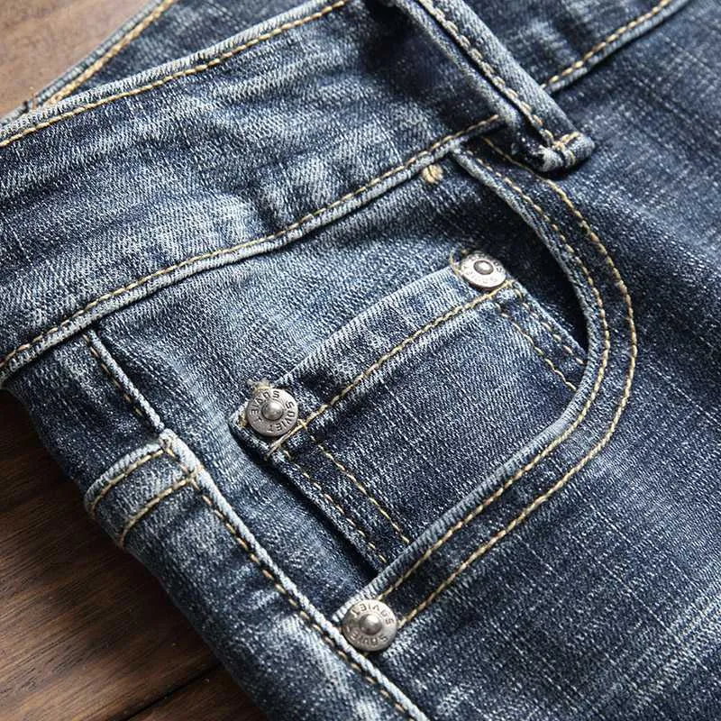 Designer Embroidered Stars Skinny Jeans For Men Personalized