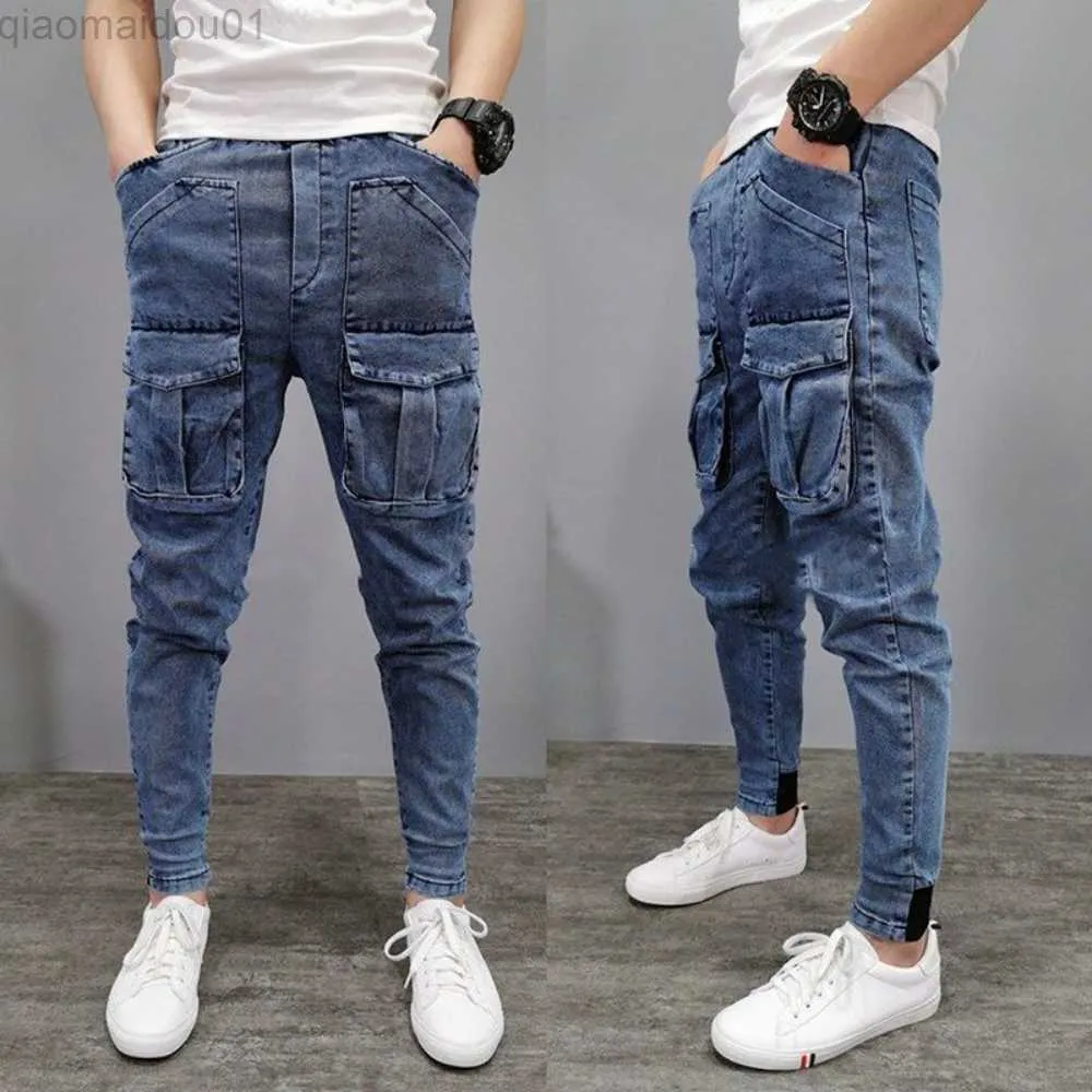 Jeans Masculino Calça Cargo Nova Personalidade Hip-hop Masculina Macacões da Moda Calças Casuais Jeans Calças largas para homem Calças justas y2k L230724