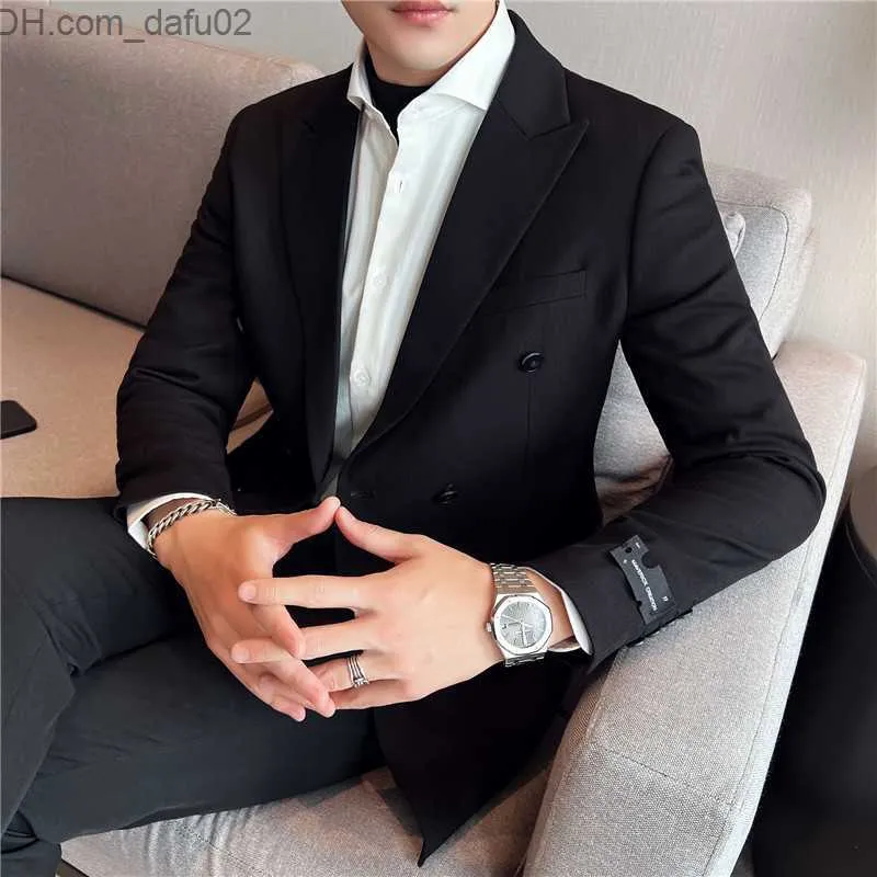 Men's Tracksuits Plus Size 4XL-S Double Chest Business Jacket Men's Clothing 2022 Slim Fit Casual Wedding Dress Coats for Sale Z230724