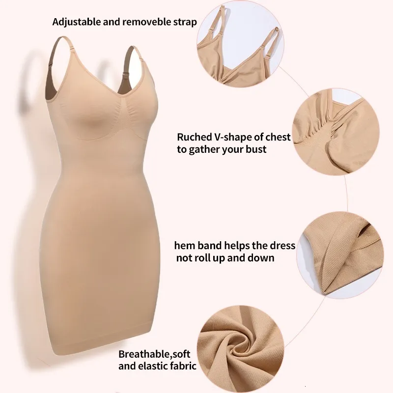 Strapless Shapewear Slip for Women Under Dresses V Neck Full Slip Shaper  Tummy Control
