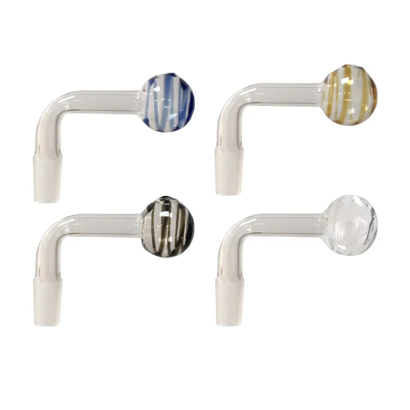 30mm Glass Oil Burner Pipe Downstem Smoking Bowls Slide 14mm Male Colored Stripe For Dab Rigs Bongs