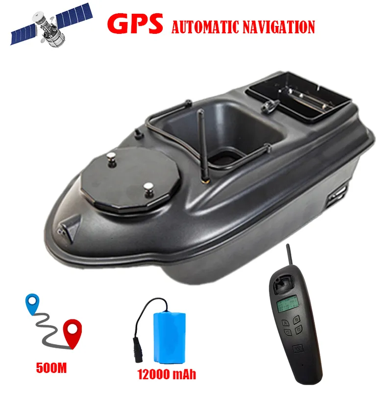 ElectricRC Bateaux Croisière à vitesse fixe Pêche au leurre Smart Return RC 500M Bait Boat Télécommande Fish Finder 2 Trémies Positionnement GPS 230724