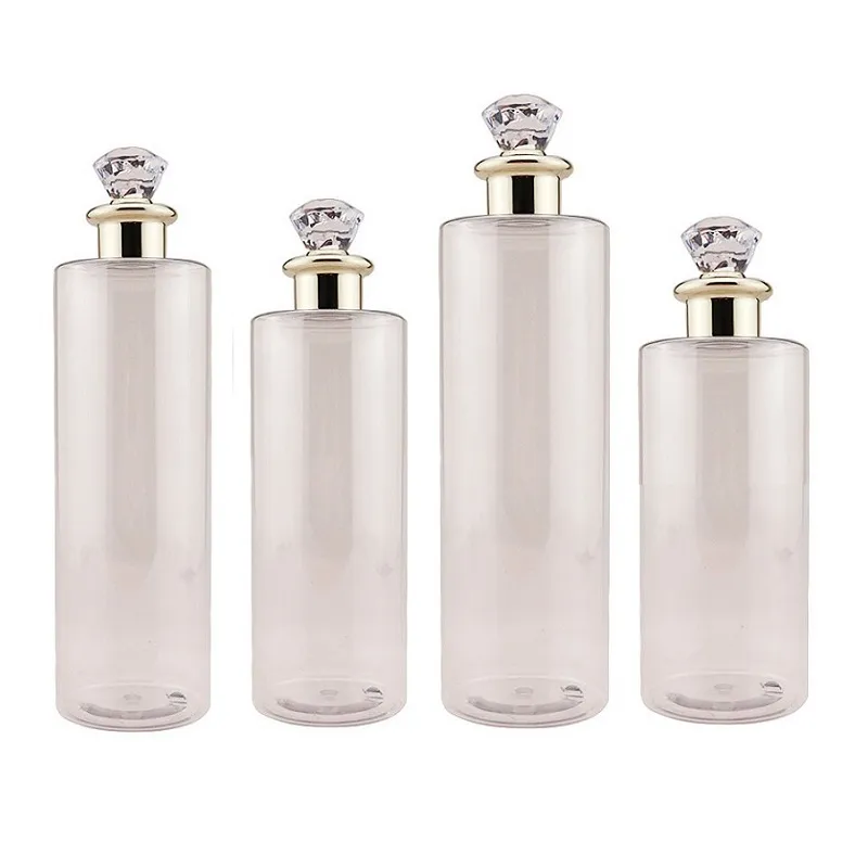 wholesale Luxury Refillable Cosmetic Bottles Diamond Lid, Transparent  Plastic, Empty Lotion, Toner Containers 100-500ml Bulk Available