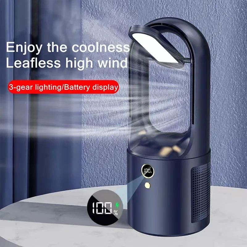 Other Home Garden Electric Bladeless Table Fan Cooler USB Charging Portable Wireless Mini Cooling Ultra Quiet LED Night Light Office Use 230721