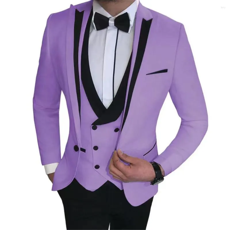 Costumes pour hommes décontracté 3 pièces costume pour hommes 2023 formel affaires mariage marié Tuxedos (veste pantalon noir) personnalisé