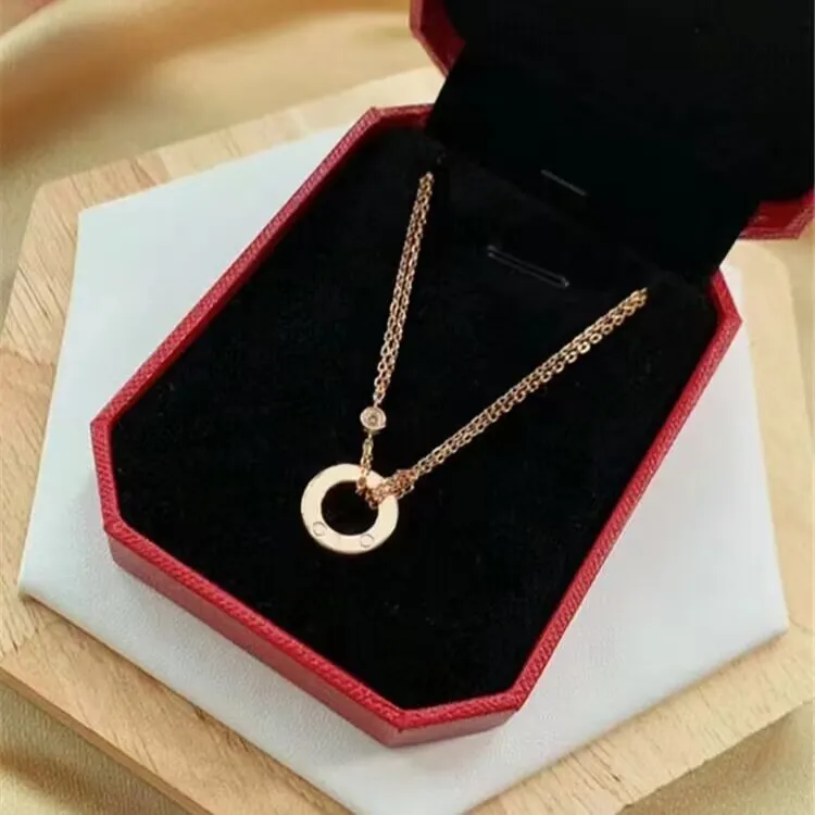 Mode vergulde luxe sieradenontwerper Love Circle 18K gouden ketting, mode choker ketting dames mannen minnaar ketting bruiloft cadeau