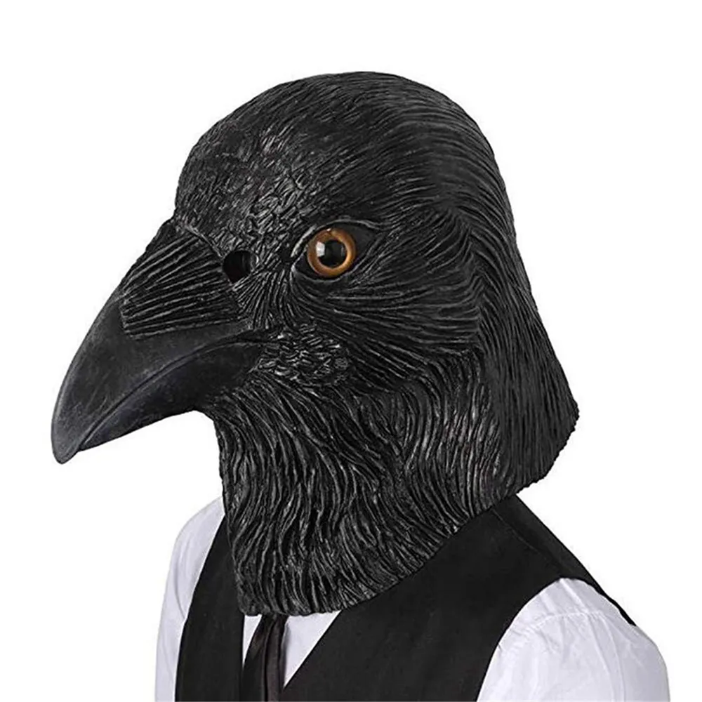 Halloween Hot Crow Latex Mask Head Set Masquerade Ball Bird Animal Mask Carnival Party Prop Helmet