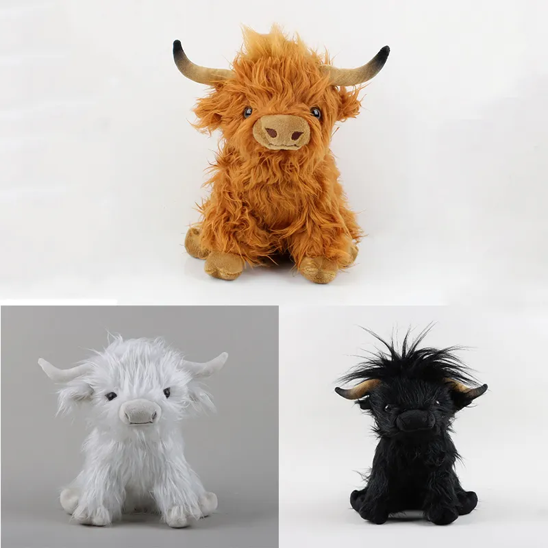 Preços de fábrica atacado 25 cm 3 cores Scottish Highland Cow brinquedos de pelúcia animais de pelúcia presentes favoritos das crianças