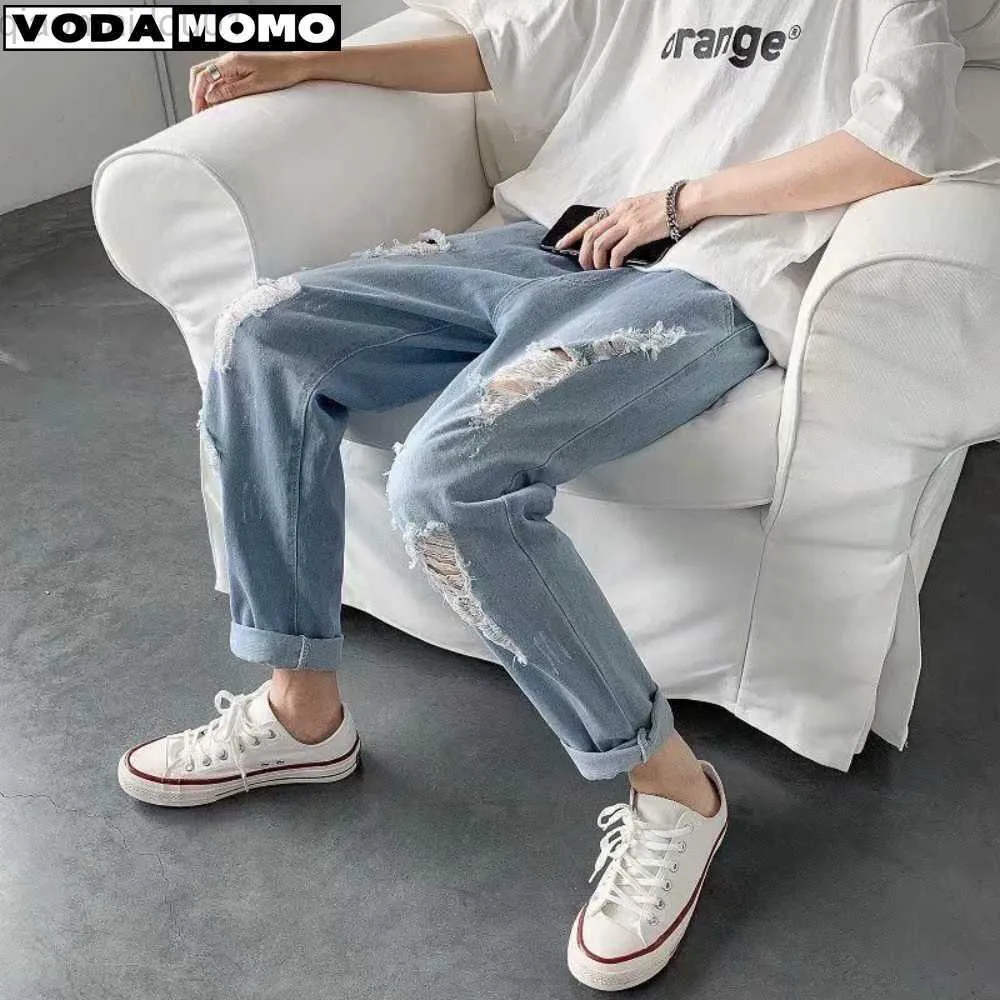 Jeans maschile streetwear jean femme baggy gamba larga jeans per uomo uomo pantaloni casual jeans maschi strappati maschio pantaloni maschi pantn l230724