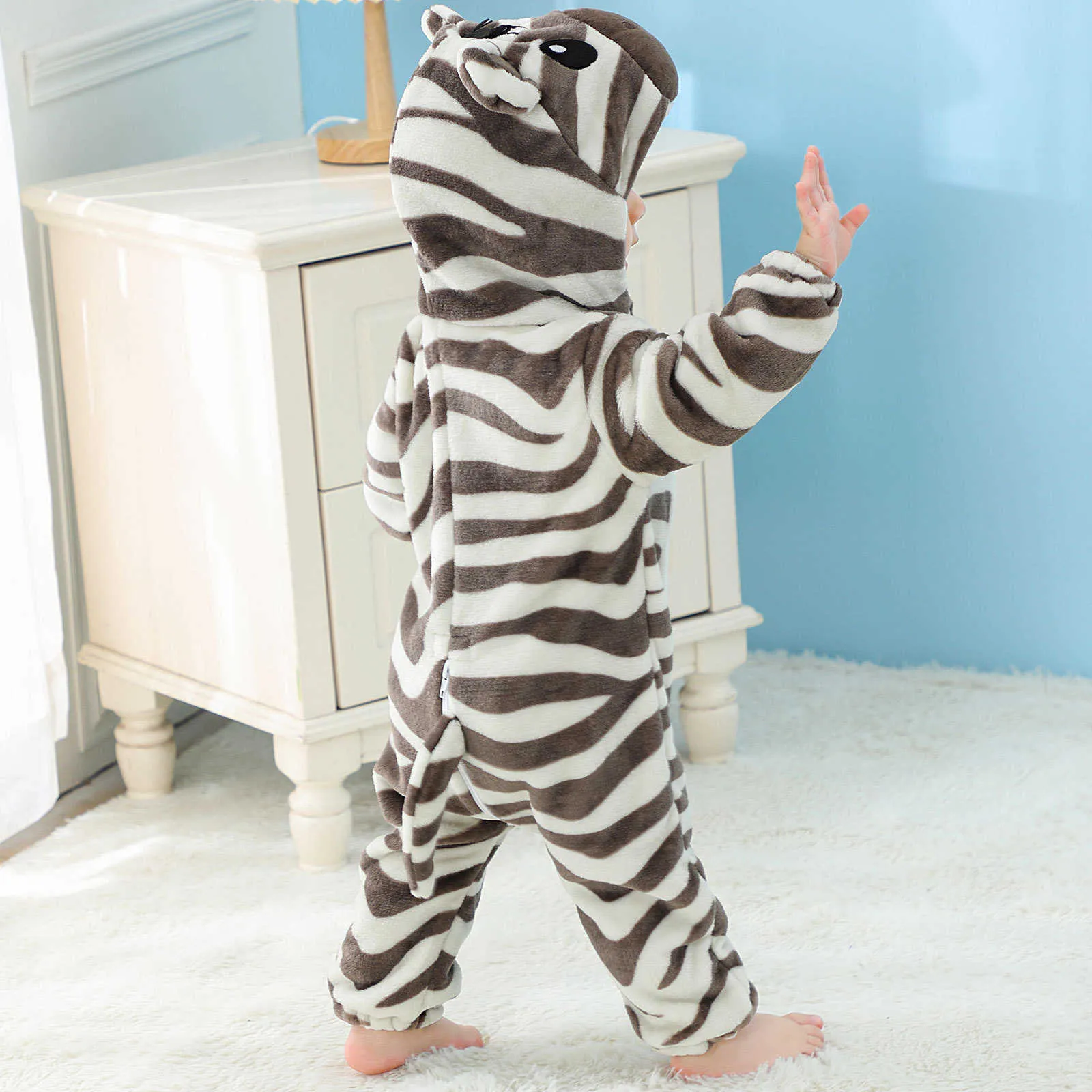 Zebra Hooded Baby Pj Romper Onesie Infant Clothing For Boys And