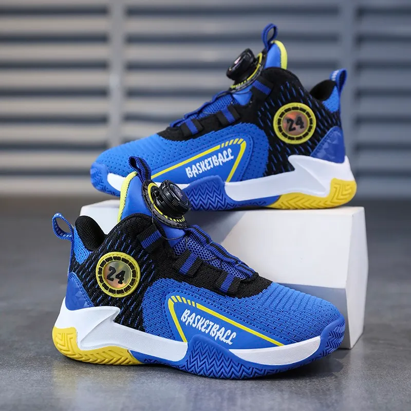 2023 Spring Kids High Sneakers dla chłopców Buty do koszykówki NOWOŚĆ W stylu projektowym Dzieci Oddychane sportowe buty do biegania koszyk ebfant