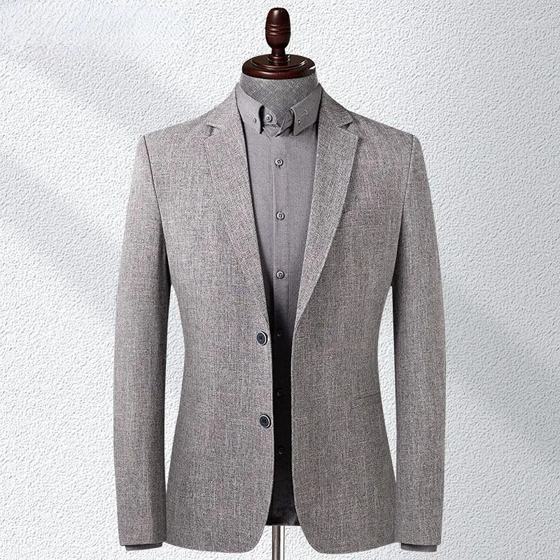 Herrenanzüge Männer Frühling Sommer Dünne Leinen Blazer Jacke Business Casual Hohe Qualität Party Hochzeit Kleidung Slim Fit Outwear