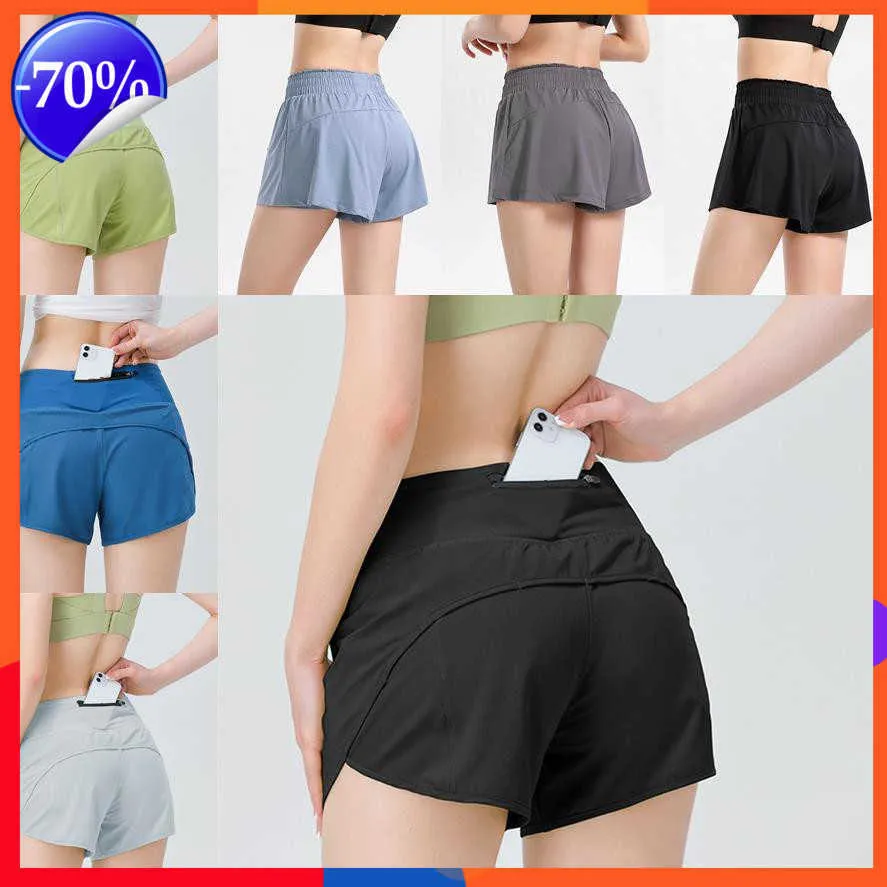 Diseñador LU Mujeres Legging Shorts Yoga Deportivo Casual Gimnasio Secado rápido Lululemens Para mujer Bolsillos en forma Elásticos Sueltos Leggings de verano S-XL