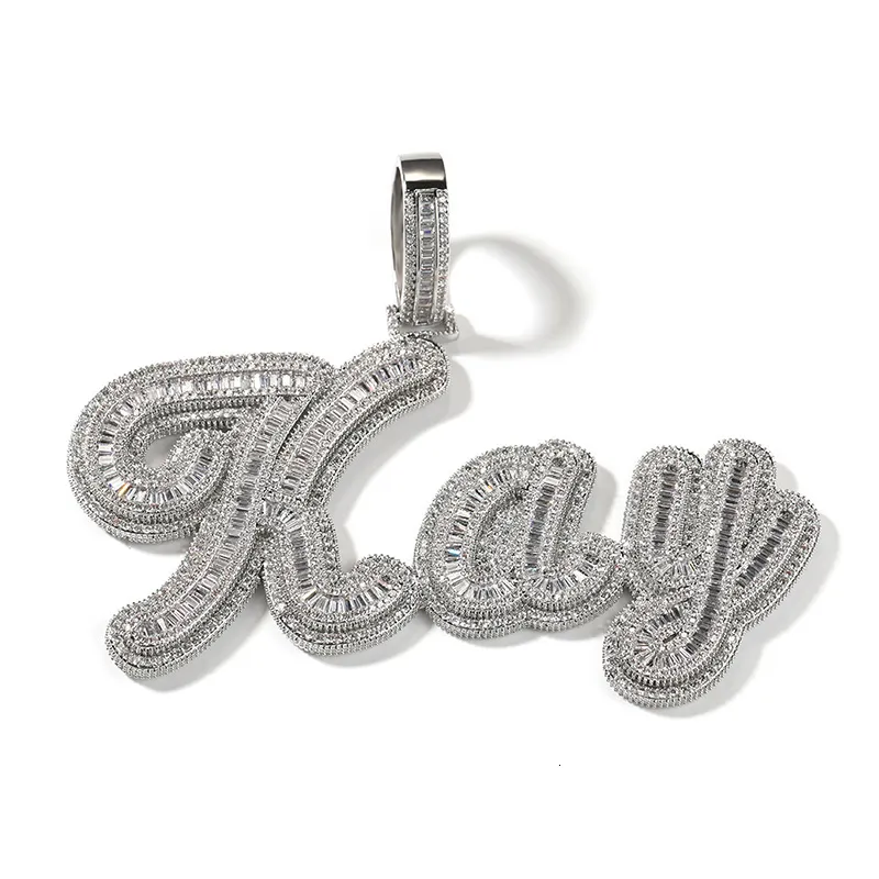 Pendant Necklaces Customized Personalized Letter Name Pendant Necklace Men's Hip Hop 5ACZ Stone Shop Sparkling Ice Out Rap Singer Jewelry 230724