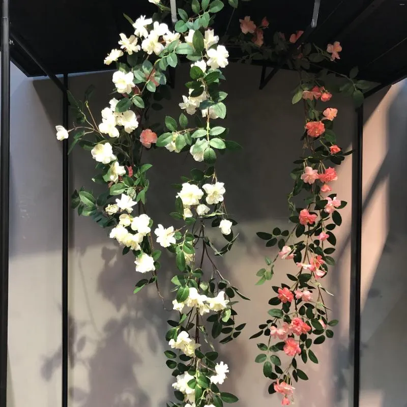 Dekorativa blommor Simulering Rose Vine Fake Flower Rattan Pipe Landscaping Soft Decoration Winding Climbing Green Plant