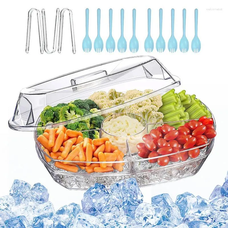 Plates Chilled Serving Tray Clear Party Platter Iced Serve Trays For Bowl Outdoor Dishes