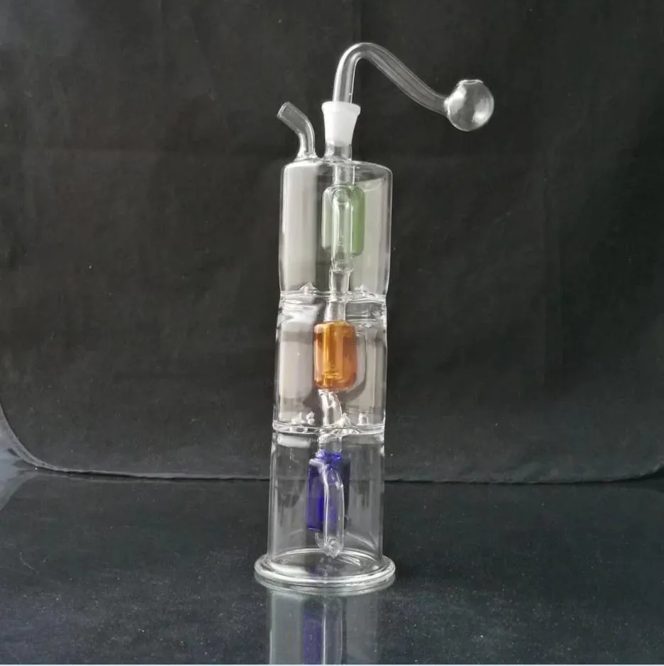 Glasrör rökande blåst vattenpipa tillverkar handblåsta bongs tre-lagers partition filtrerad vattenrökflaska
