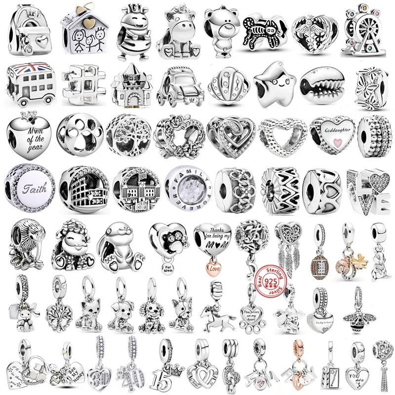 Högkvalitativ Sterling Silver Pandora Charm Family Pärlor Lämpliga för kvinnor Armband Halsband Tillbehör Fashion Charm