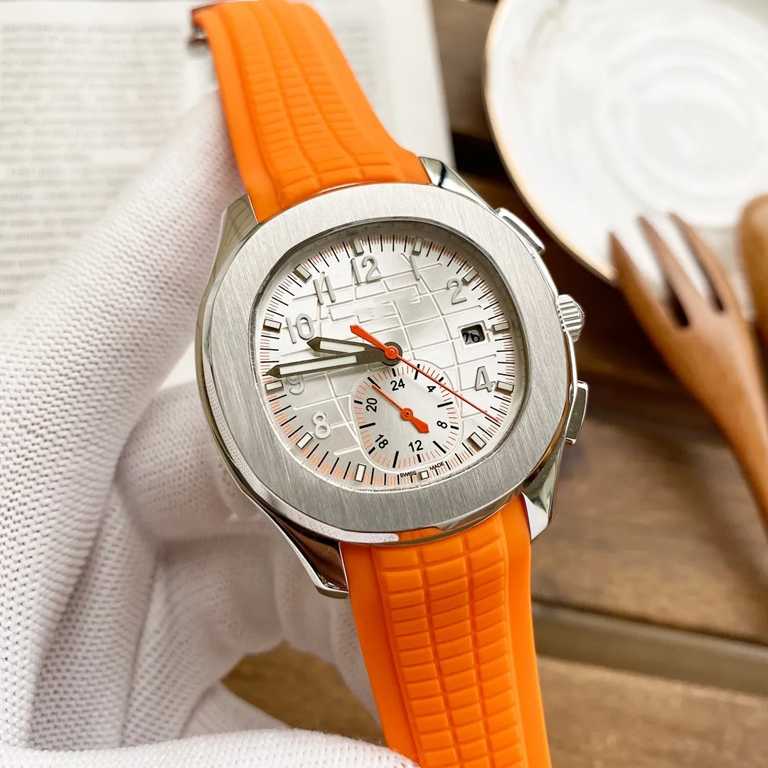 Damen-Herren-Armbanduhr mit automatischem Uhrwerk, Granatarmband, komfortables Kautschukarmband, wasserdicht, leuchtend, hochwertige Aquanaut 5968-Uhren, Montre-de-Luxe-Golduhr