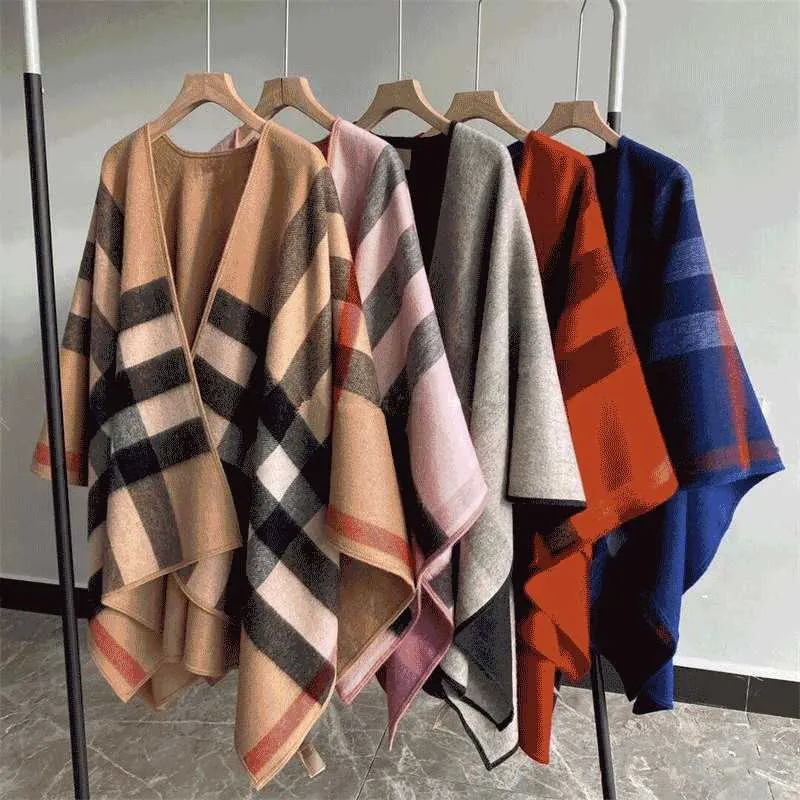 Écharpes Wraps British Plaid Cachemire Cape Haut de gamme Écharpe Châle Tempérament Automne Hiver Couverture Veste