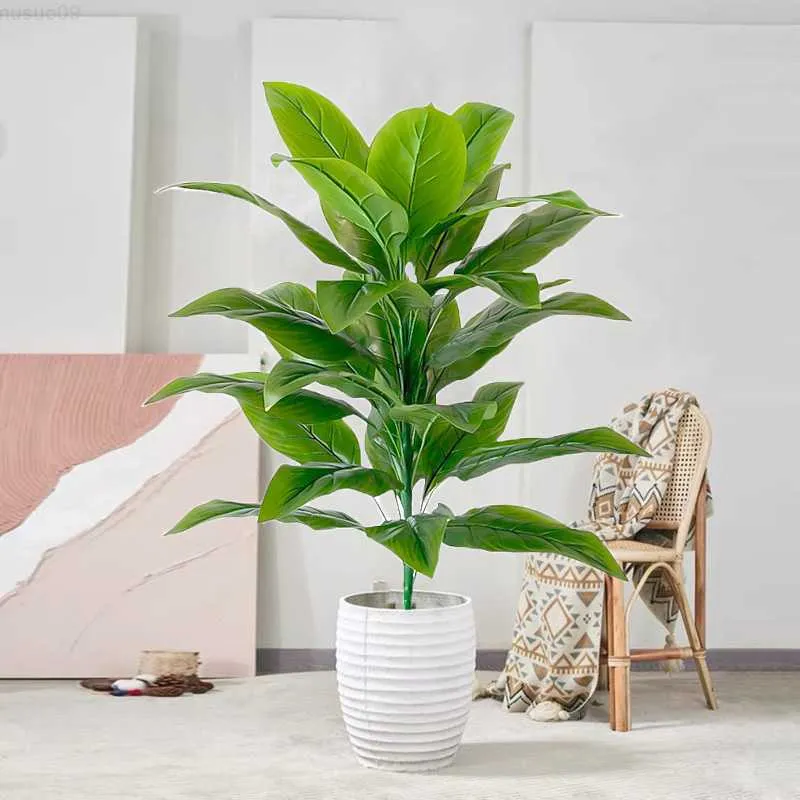 Decoratieve objecten beeldjes 30 bladeren grote tropische nepplant kunstmatige palmboom groene banyanplanten plastic bananenblad voor huis tuin winkeldecoratie L230724