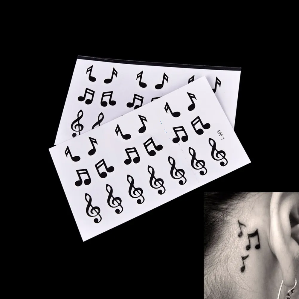 Musik Note Musical Note Wasser Transfer Gefälschte Tattoo Flash Tattoo Für Mädchen Frauen Männer 10,5*6 cm Wasserdicht Temporäre Tattoo Aufkleber