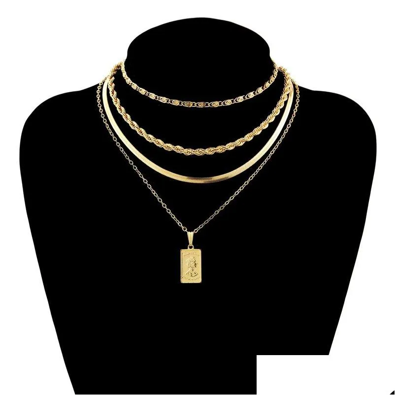 Chains Golden Twist Chain Necklace Stainless Steel Waterproof Choker Men Women Jewelry Gold Sier Color Gift Drop Delivery Necklaces P Dhaod