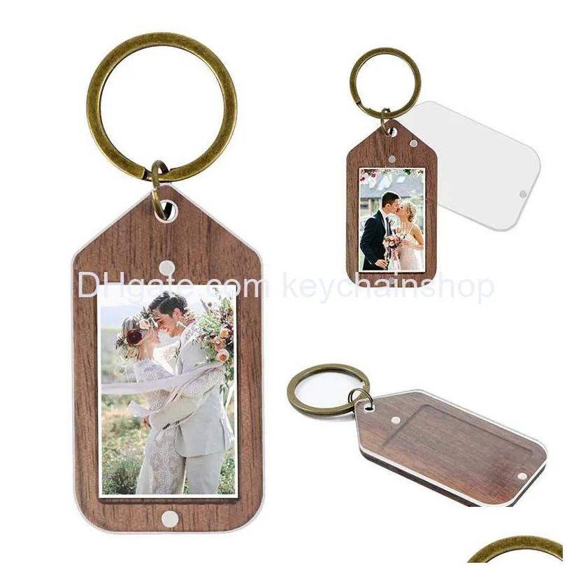 Kluczowe pierścienie DIY Acryl Keyrings Party Favor with PO Frame Sain Saile Promoade Biecian zrzutu biżuteria dostawa dhkqv