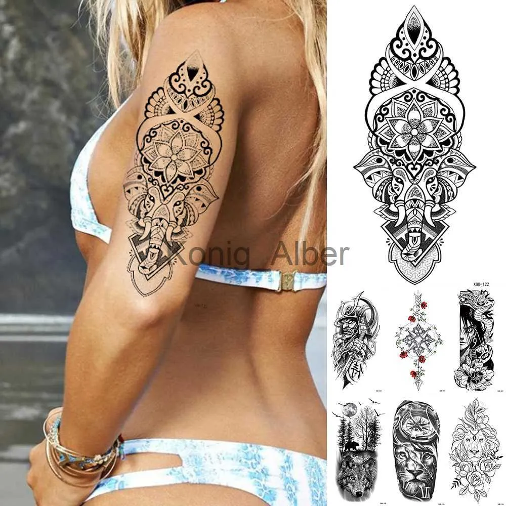 Временные татуировки водостойкие временные татуировки наклейки Тотем лотоса флэш-тату Индийский боди-арт рука поддельные татуировки для женщин и мужчин x0724