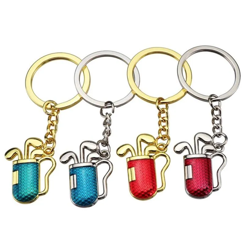 Nyckelringar Creative Golf Tube Pendant Keychain Stereo Simation Golfs Club Barrel Ring Giveaway Drop Delivery Smycken DHBSV