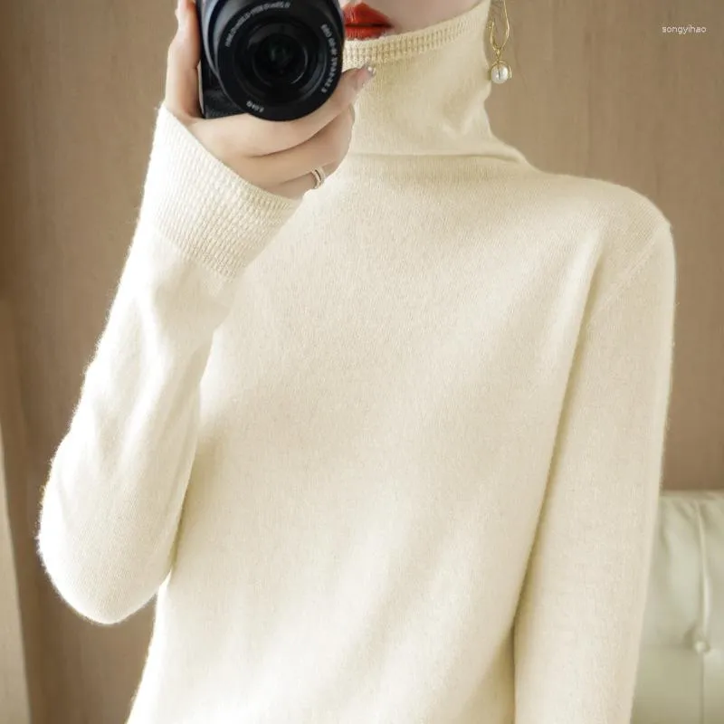 Women's Sweaters Blue Turtleneck Sweater Women 2023 Autumn Winter Casual Long Sleeve Knitted Pullover Office Lady Fashion All-match Basic