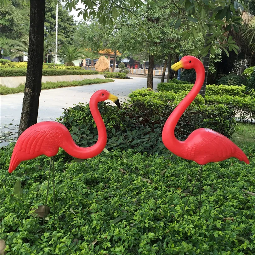 庭の装飾1ペアリアルなピンクと赤のフラミンゴガーデン装飾芝生庭園草原パーティーアートオーナメントホームクラフト230721